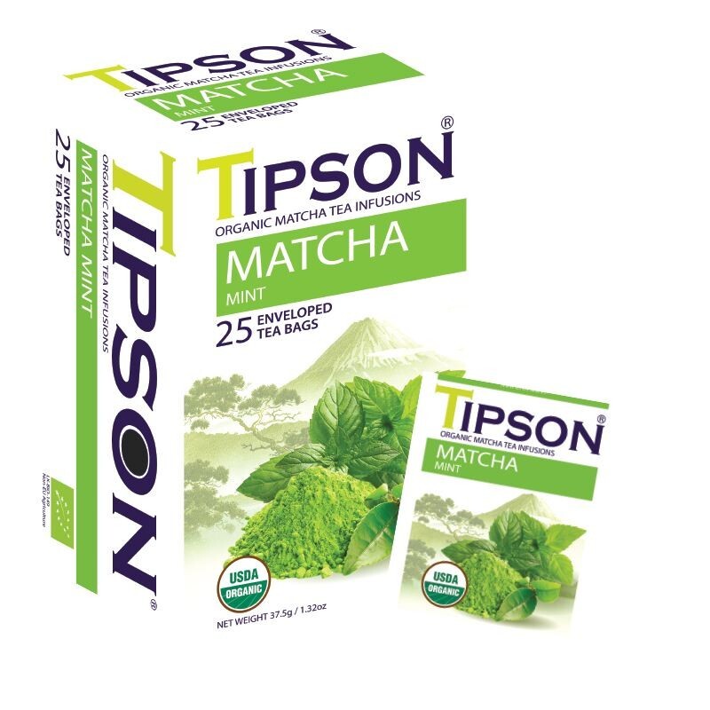 Ceylon Tipson Organic Caffeine Free Matcha & Mint Infusions 25 Tea Bags 2 Packs
