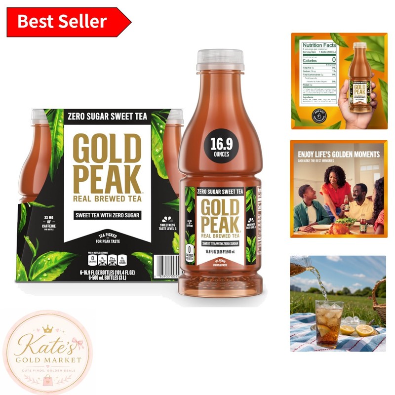 6 Bottles of Real Brewed Zero Sugar Sweet Tea – Refreshing 16.9 fl oz Beverage