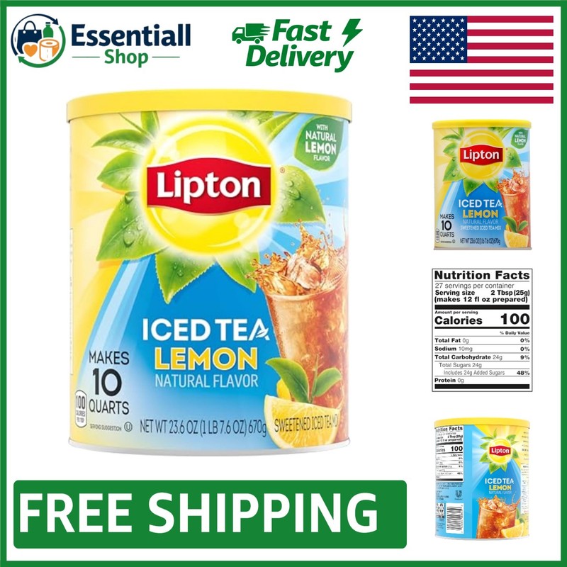 Luxurious Lemon Iced Tea Mix - Sweetened Powder, Makes 10 Quarts of Refreshment