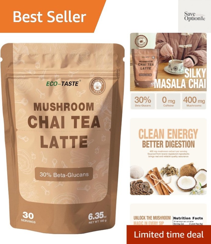 Chai Tea Latte with Mushrooms – 30 Servings, 30% Beta-Glucans – Lion’s Mane, …