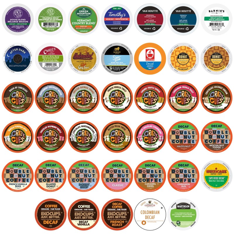 Decaf Coffee Single Serve Cups for 2.0 K cups Variety Pack Sampler,40-count