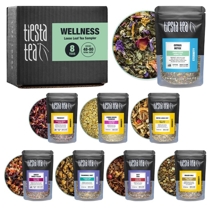 Tiesta Tea – Wellness Tea Sampler Dry Flight Set, Loose Leaf, High to No Caff…
