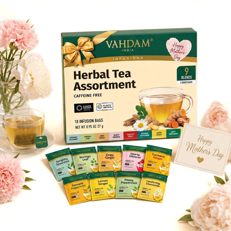 , Assorted Herbal Tea Sampler 18 Tea Bags, 9 Flavors CaffeineFree, NonGMO | D…