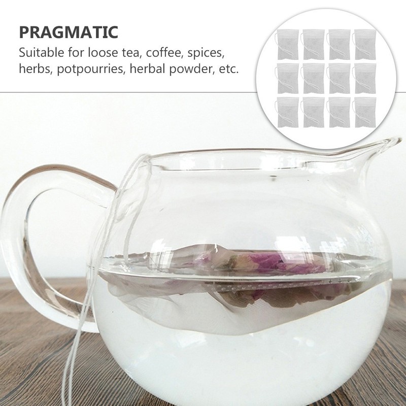 100 Pcs Reusable Drawstring Tea Bags Nylon Tea Filter Bags for Coffee Spices gallery