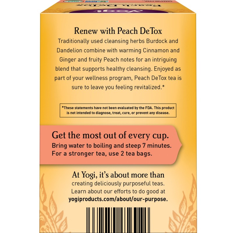 Yogi Tea - Peach DeTox Tea (4 Pack) Caffeine Free - 64 Organic Herbal Tea Bags gallery