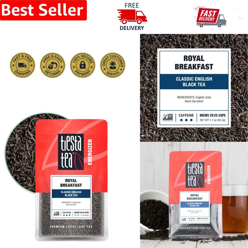 English Breakfast Loose Leaf Tea – Bold Flavor, 1.7 oz Resealable Pouch