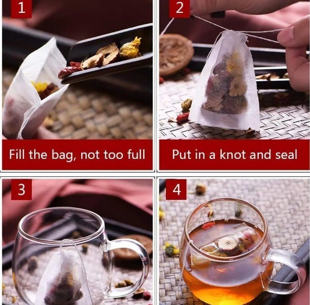 US 100 pcs Disposable Filter Drawstring Flip Empty Teabag Herb Loose Tea Bag gallery