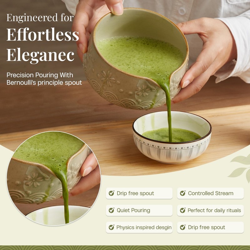 Matcha Whisk Set 9pcs – Matcha Tea Set with Ceramic Matcha Bowl, Bamboo Whisk... gallery