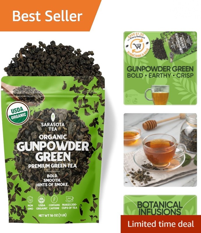 Loose Leaf Gunpowder Green Tea – Earthy Flavor, Ginger & Lemon Peel Infused