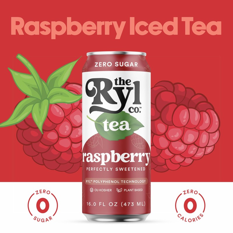 Ryl Iced Tea, Raspberry, Antioxidant Superblend, Zero Sugar, Low Carb, Zero C... gallery