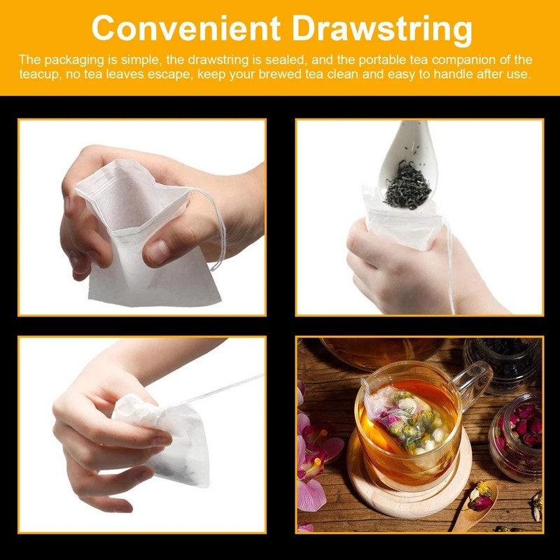 500Pcs Tea Bags Disposable Drawstring Flip Empty Teabags Herb Loose Teas Filters gallery