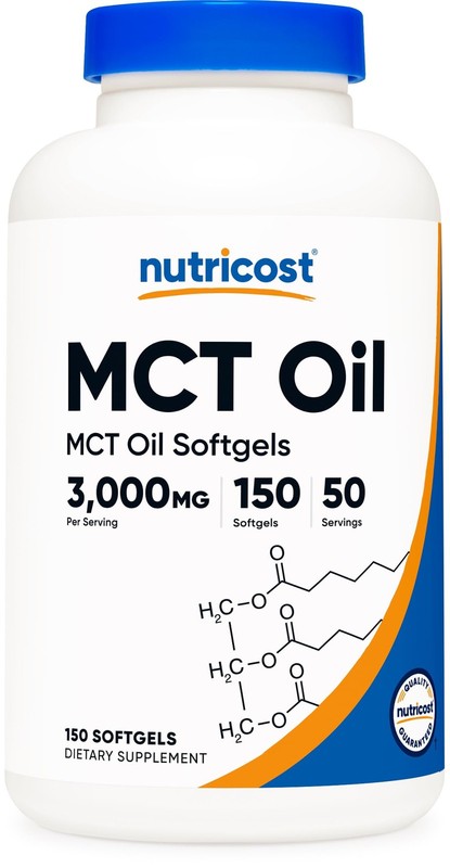 Nutricost MCT Oil Softgels 1000mg, 150 SFG (3,000mg 150 Count (Pack of 1)