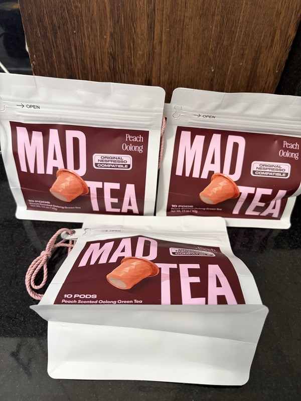 MAD TEA Peach Oolong Tea Pods – 30 Count (3 Packs of 10) – Nespresso Compatible