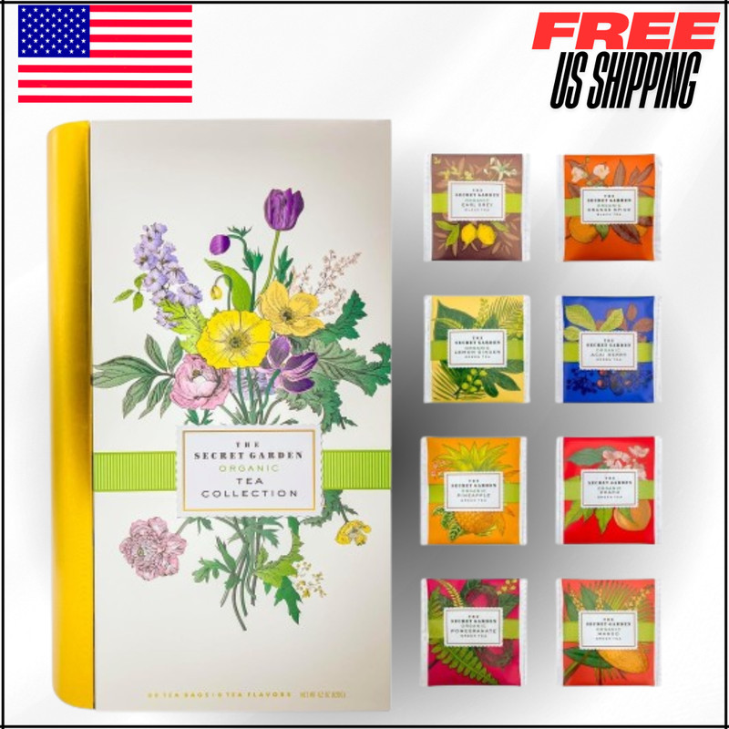 Organic Tea Bag Sampler Designer Tin Book Gift Set Assorted Variety Exotic Fruit