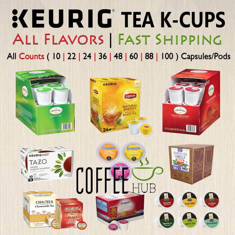 Tea K-Cups Pods 10 / 24 / 36 / 48 / 60 / 88 / 100 Capsule Keurig lot All Flavors