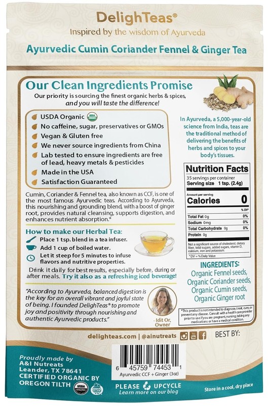 Organic Digest & Detox CCF Tea with Ginger | Ayurvedic Cumin, Coriander, Fenn... gallery