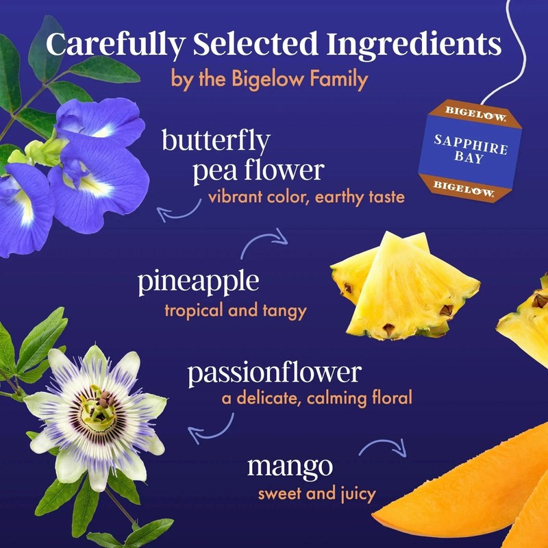Bigelow Butterfly Pea Flower Sapphire Bay, Herbal Tea, Tea Bags, 18 Count gallery