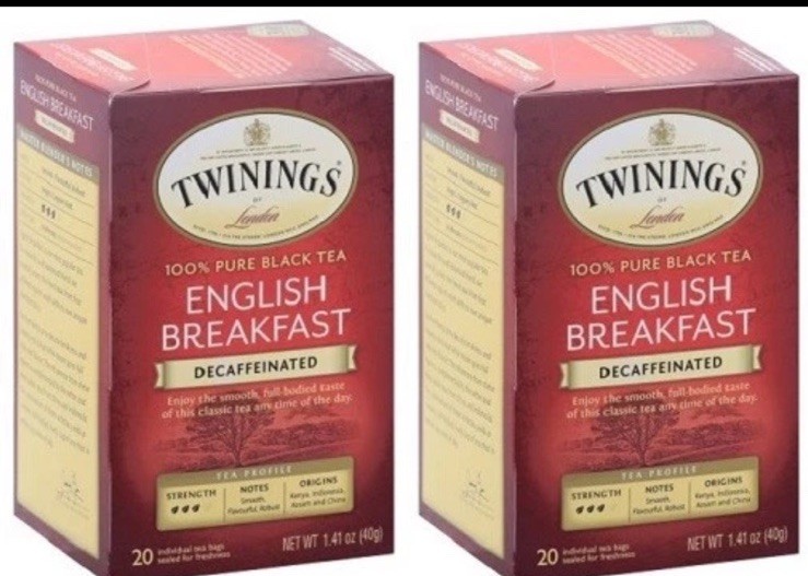 💜 Twinings English Breakfast Decaffeinated 2 BOX Total 40 Tea Bags