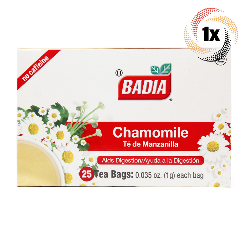 1x Box Badia Chamomile Tea Aids Digestion | 25 Bags Per Box | Gluten Free