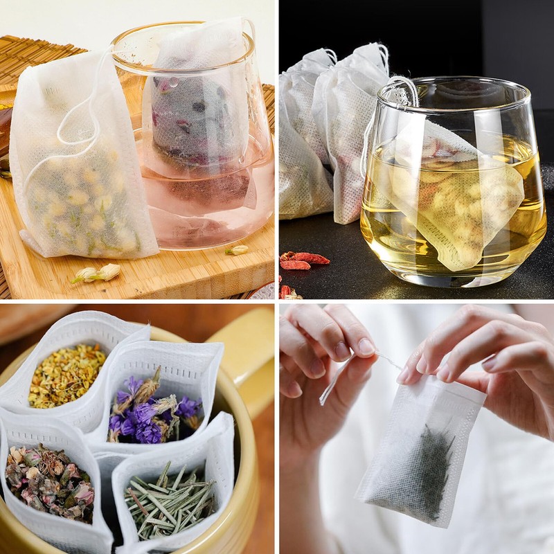 500pcs Disposable Empty Tea Bag Drawstring Seal Teabags Loose Leaf Tea Filters gallery