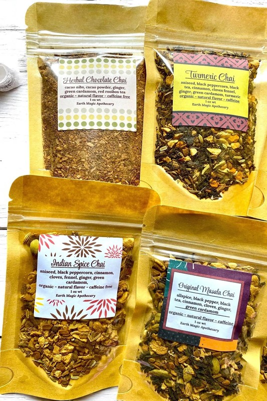 6 Sampler Gift Chai Pack Tea Infuser Organic Spice Chai Blends Masala Handmade gallery