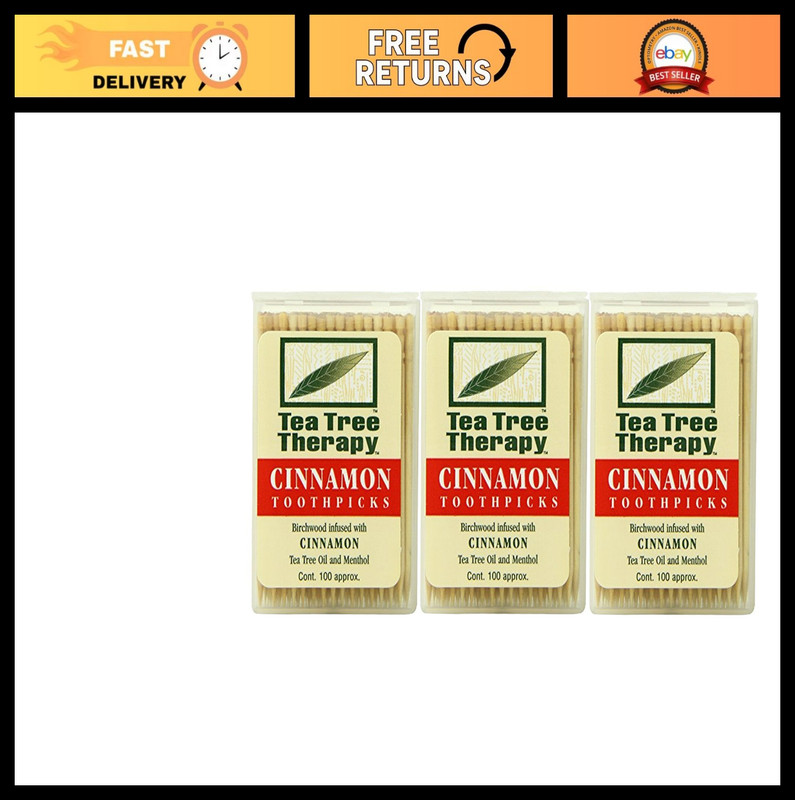 Cinnamon Tea Tree Toothpicks – 100 Count (3-Pack) for Fresh Breath & Oral Care