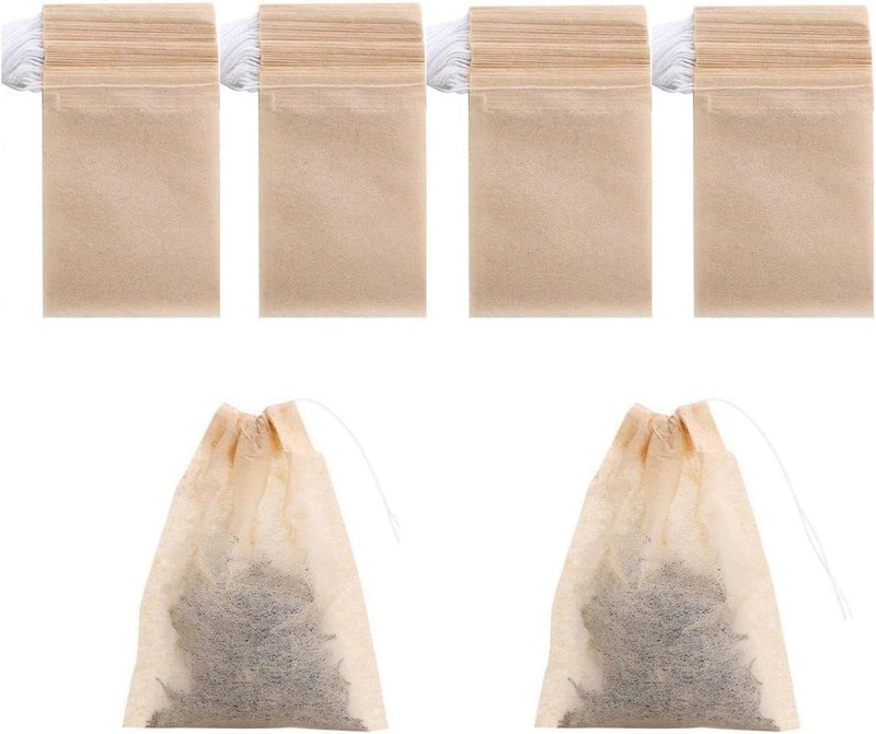 400Pk Disposable Drawstring Tea Filter Bag Safe & Natural Unbleached Paper 7x9cm