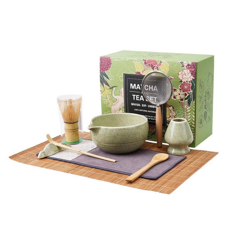Matcha Whisk Set，9-Piece Traditional Matcha Kit in Giftbox, Bamboo Whisk Cera...