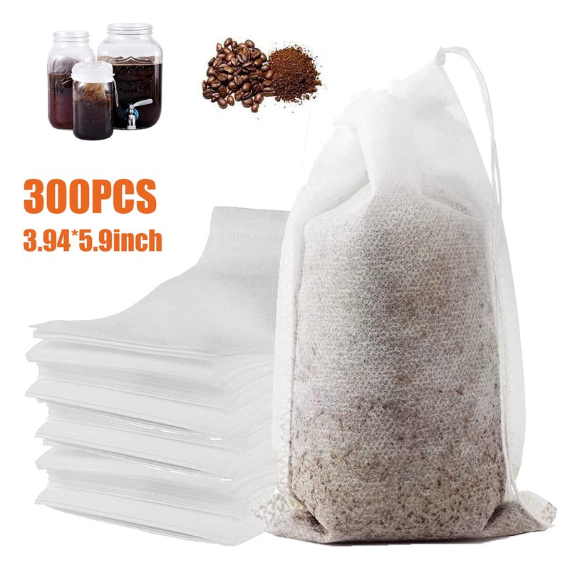 300×Disposable Drawstring Filter Bag – Biodegradable Tea Compostable 3.94″x5.9″
