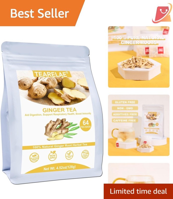 Ginger Tea Bags 64 Count Pure Ginger Root Soothing Spicy Natural Immunity