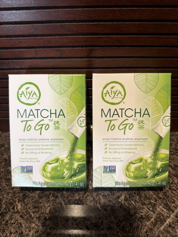 NEW AIYA Premium Japanese Green Tea: Matcha To Go 10 X 4.1g Pockets (2 Box)