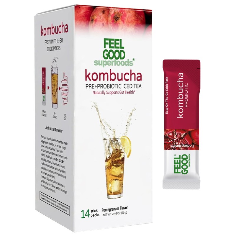 Kombucha Iced Tea Packets, Delicious Pomegranate Flavored Refreshing Instant ...