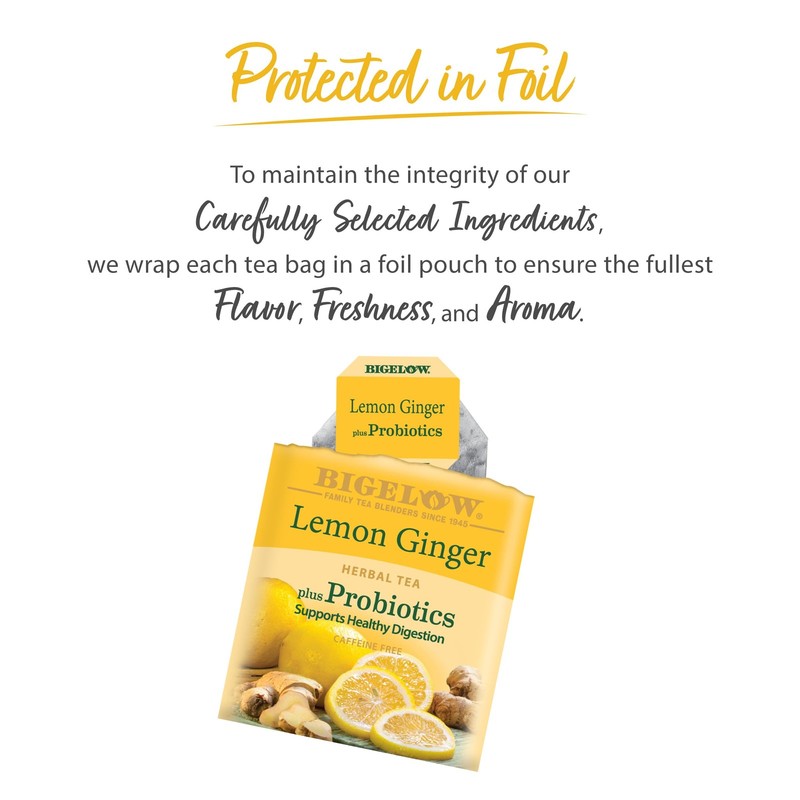 Lemon Ginger plus Probiotics Herbal Tea, Caffeine Free Tea with Lemon and Gin... gallery