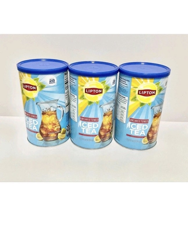 3 PACK NEW Lipton Caffeinated Unsweetened Instant Iced Tea 28 Quarts