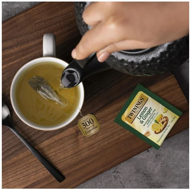 Twinings Lemon & Ginger Herbal Tea Bags, Caffeine Free, 50 Count Box gallery