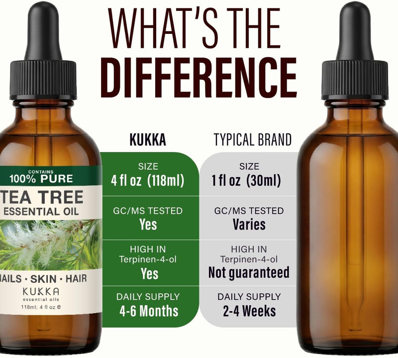 100% Pure Tea Tree Oil - 4 Fl Oz Tea Tree Essential Oil for Hair, Skin, Diffuser gallery