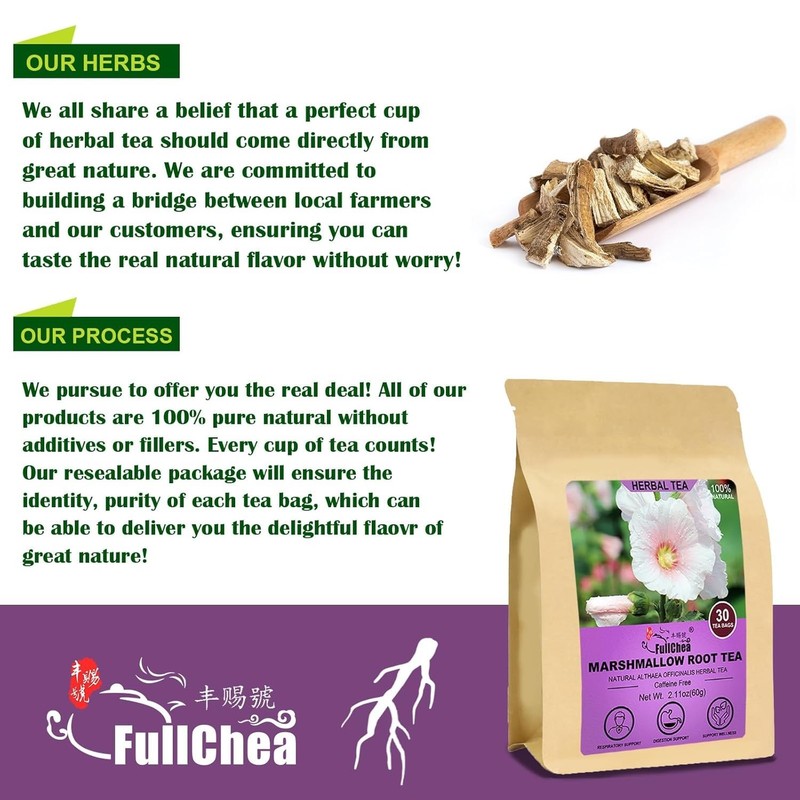 Marshmallow Root Tea, 2g X 30 Count - Natural Dried Cut & Sifted Althaea Off... gallery