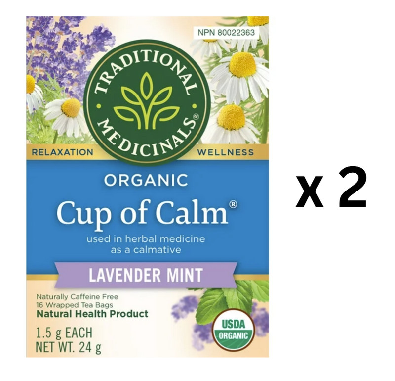 Traditional Medicinals Cup of Calm, 16 Wrapped Tea Bags – Pack of 2