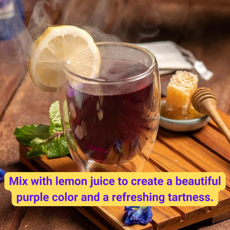 1oz Natural Dried Butterfly Pea Flower Tea Thai Herbal Hot Tea Mix, Iced Teas gallery
