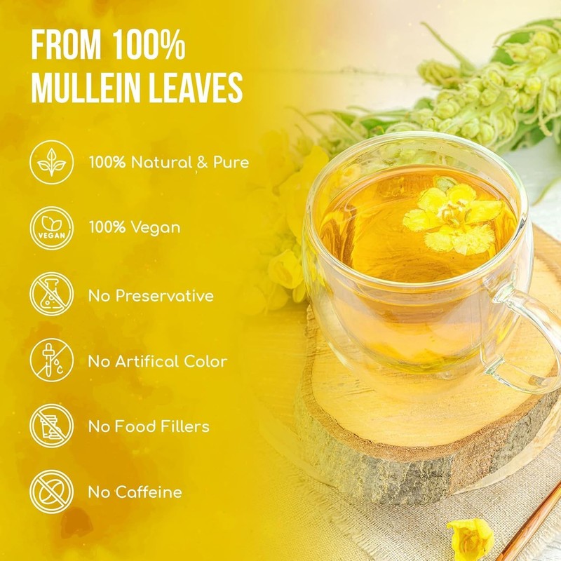 40 Biodegradable Mullein Leaf Tea Bags - Natural Lung Detox, Caffeine Free gallery