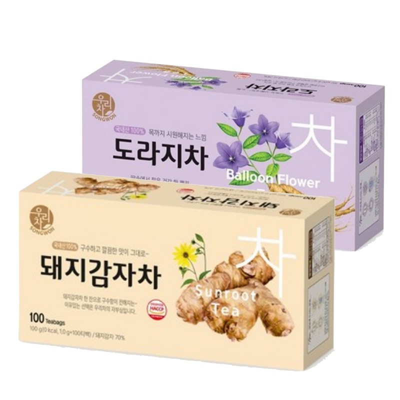 Korean Songwon Sunroot Tea + Balloon flower Tea 200 Tea bag Free Shipping tracki