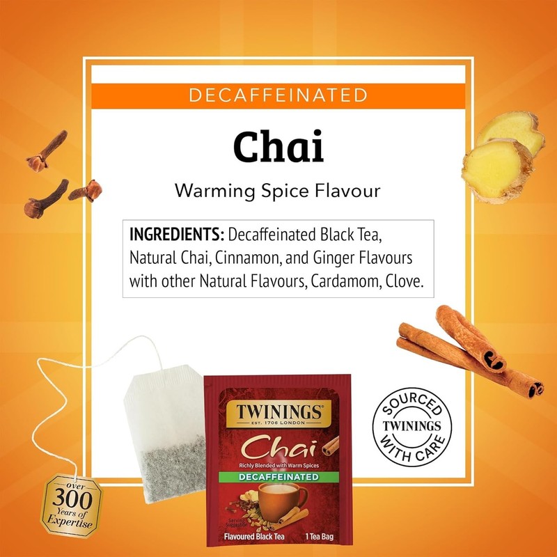 Twinings Decaffeinated Chai Individually Wrapped Bags, 20 Count (Pack of 1) gallery