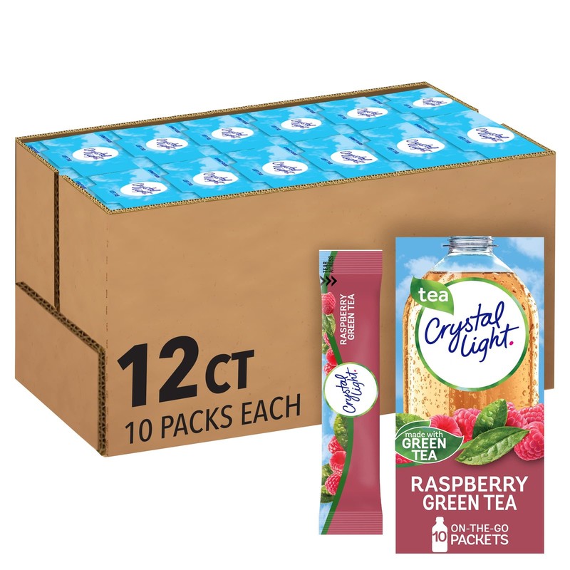 Crystal Light Raspberry Green Tea Naturally Flavored Powdered Drink Mix, 120 …