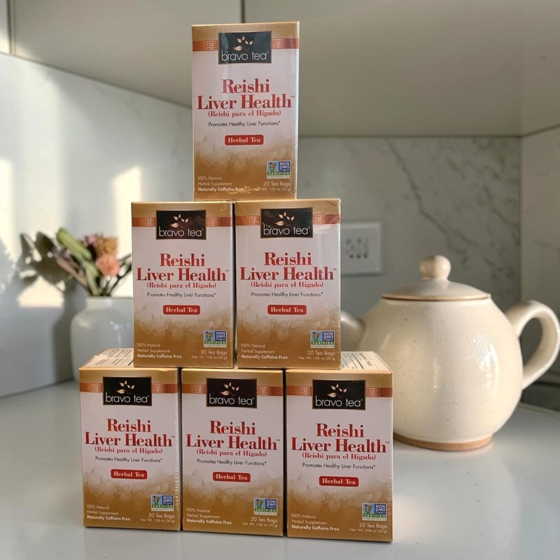 Bravo Tea Reishi Liver Health Herbal Tea Caffeine Free 20 ct 6 Boxes BB 06/2028