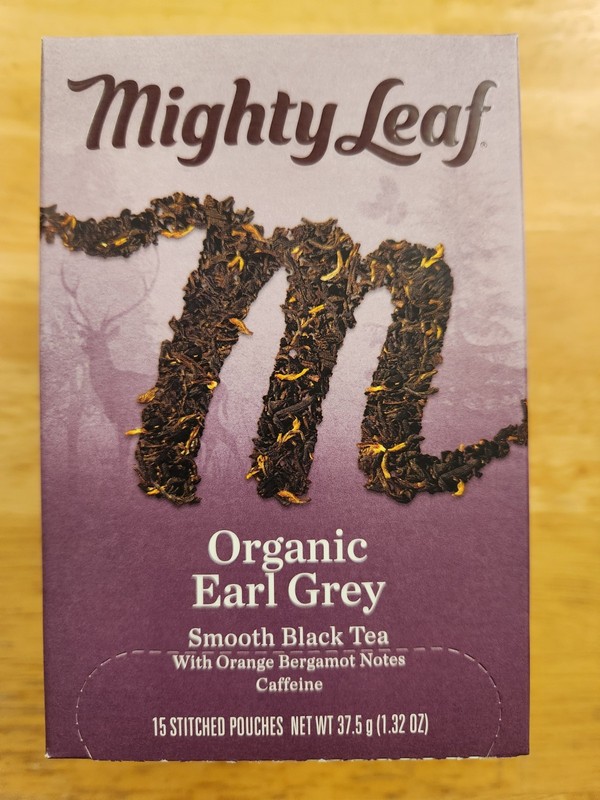 Mighty Leaf Organic Earl Grey Smooth Black Tea 15 Stitched Pouches Exp 7/6/2027