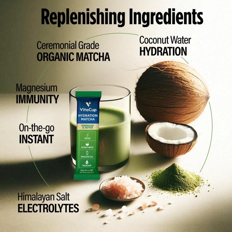 Hydration Matcha Instant Packets, for Natural Energy and Detox, w/Electrolyte... gallery