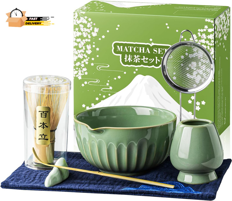 Matcha Whisk Set, Matcha Kit Includes Ceramic Matcha Bowl, 7 Pcs Matcha Tea Gre gallery