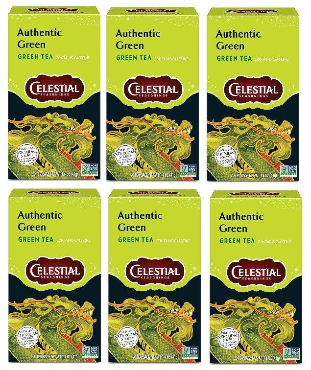 Celestial Authentic Green Herbal Tea LOT OF SIX (6)! BB 3/18/2027