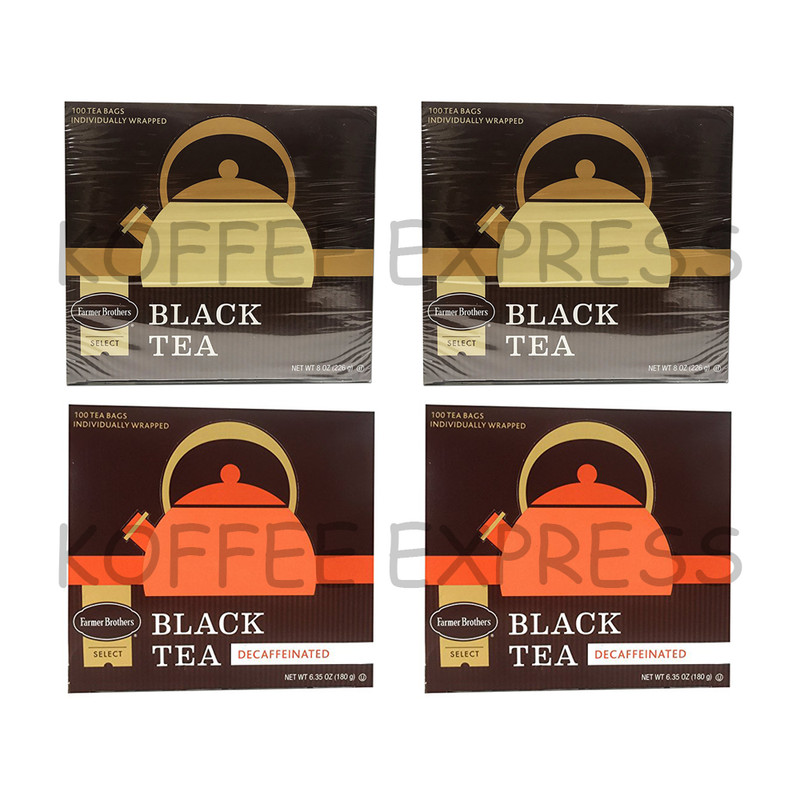 Farmer Brothers Black Tea: 2 Boxes Regular (200 bags) & 2 Boxes Decaf (200 bags)