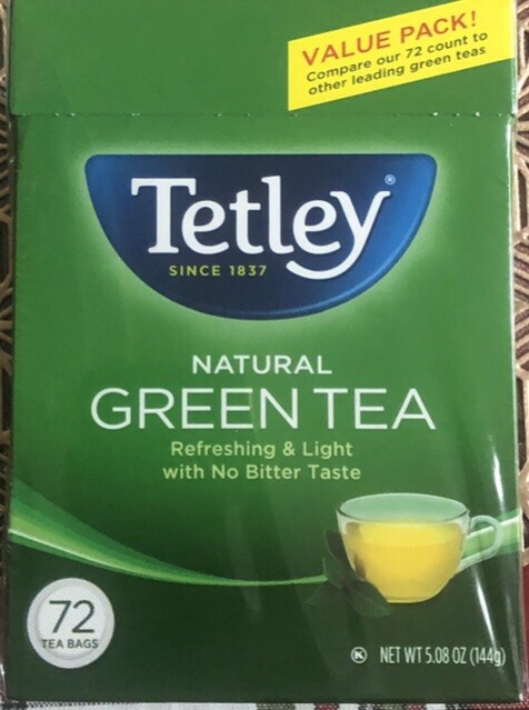 Tetley All Natural Green Tea, 72 Count Tea Bags.Natural. 1 Box